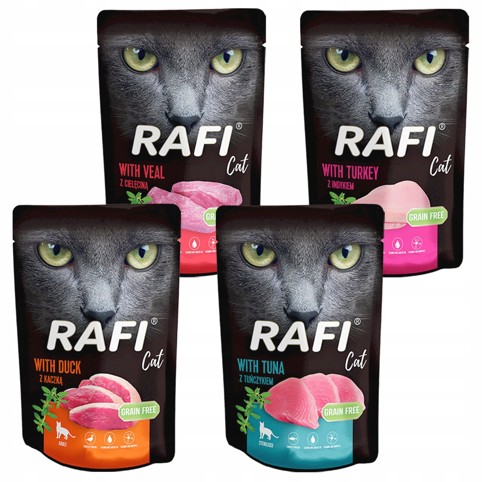 Rafi Cat Mokré krmivo pro kočky Dolina Noteci mix chutí 120 x 100 g bez obilovin