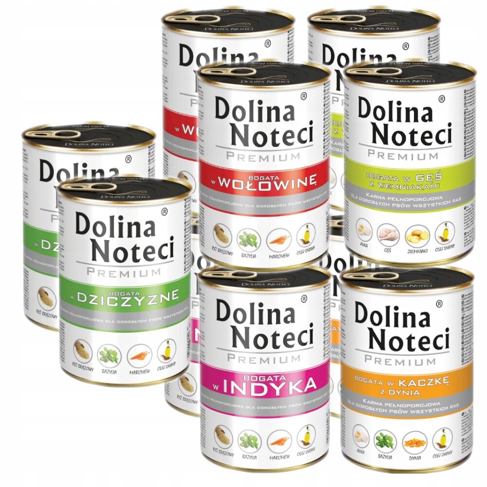 Dolina Noteci Premium mokré Vlhké krmivo pro psy mix chutí Bez Ryb 24x400g