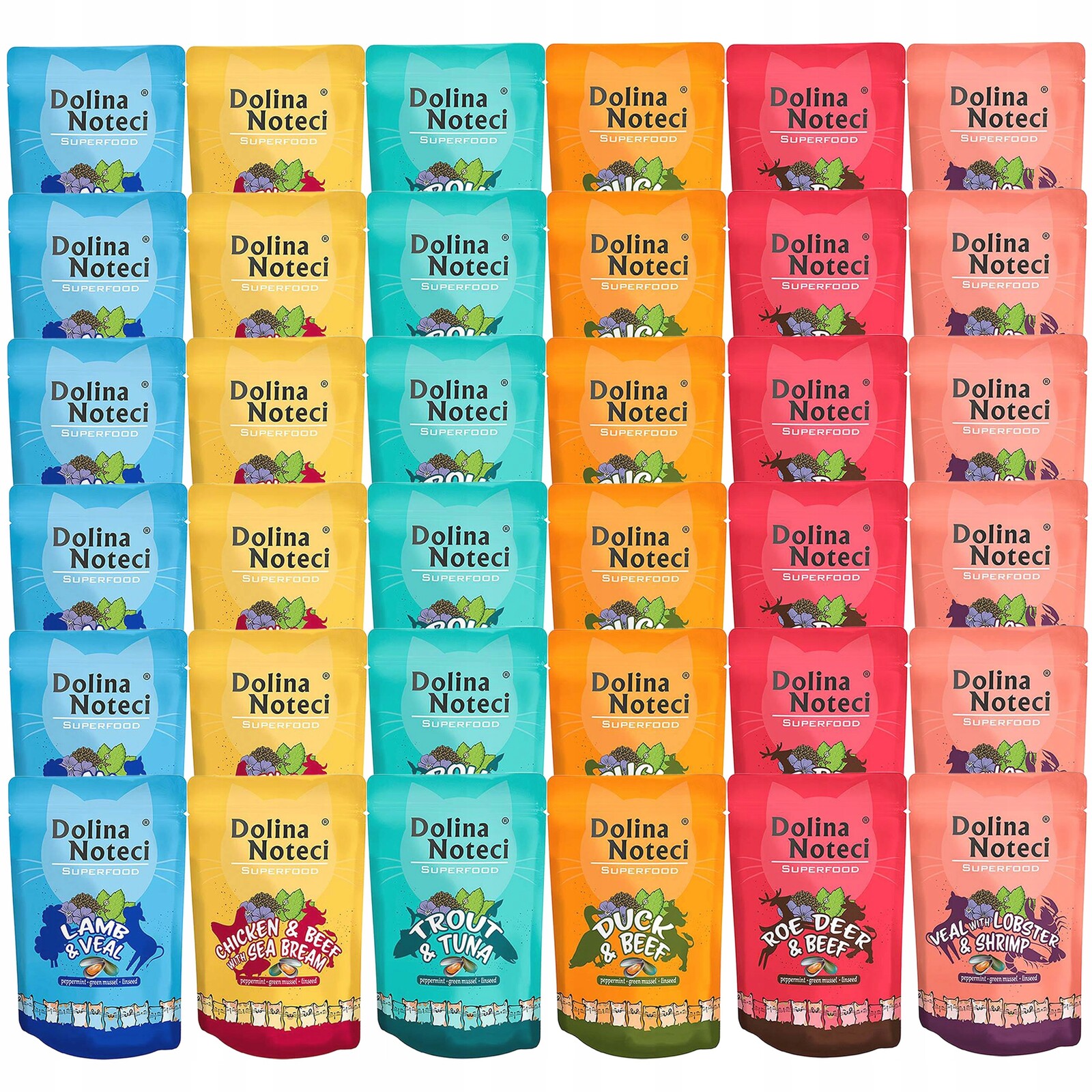 Dolina Noteci Superfood krmivo pro kočky pro kočky mix chutí 36 x 85 g bez obilovin