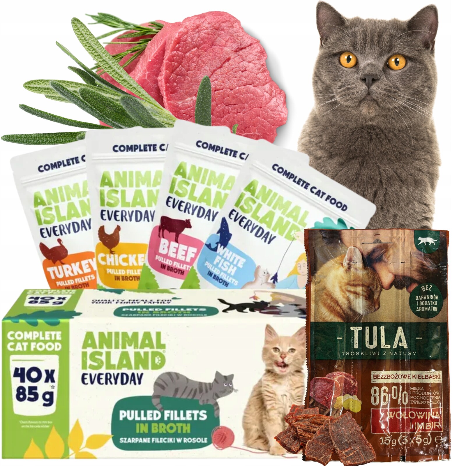 Krmivo pro kočky mokré kapsička bez obilovin MIX Ai 40x85 g pamlsek Tula 15 g