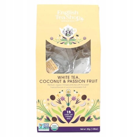 English Tea – čaj White Tea, Coconut & Passion Fruit 15 pyramidek