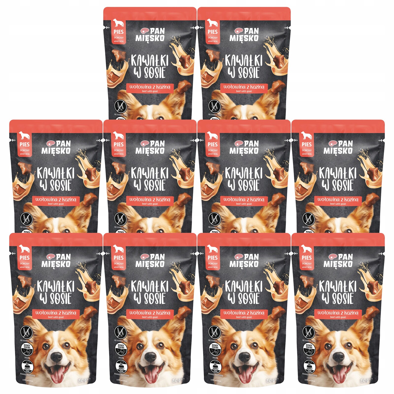 Pan Mięsko Kousky v omáčce Krůta Hovězí Kozina pro psa mokré 10 x 150 g