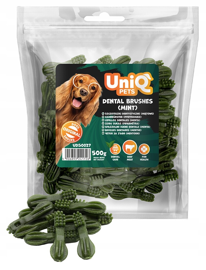 UniQ Pets Zubní kartáčky mátové 500 g Dental – Psí Pamlsek