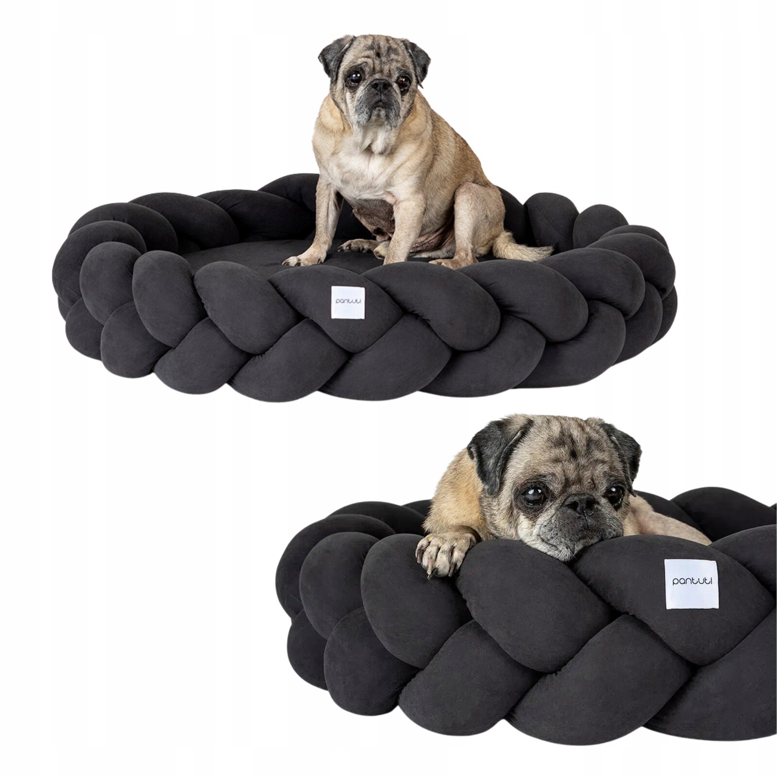 Elegantní pletené pelíšek pro psa Roma, černá paměťová pěna #100 L
