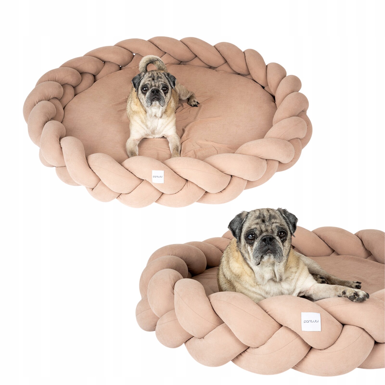 Elegantní pletené pelíšek pro psa Roma béžové, paměťová pěna #60 S