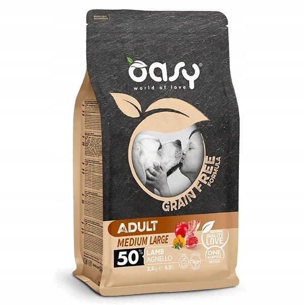 Krmivo pro psy Oasy Grain free Adult Medium/Large Jehněčí 12 kg