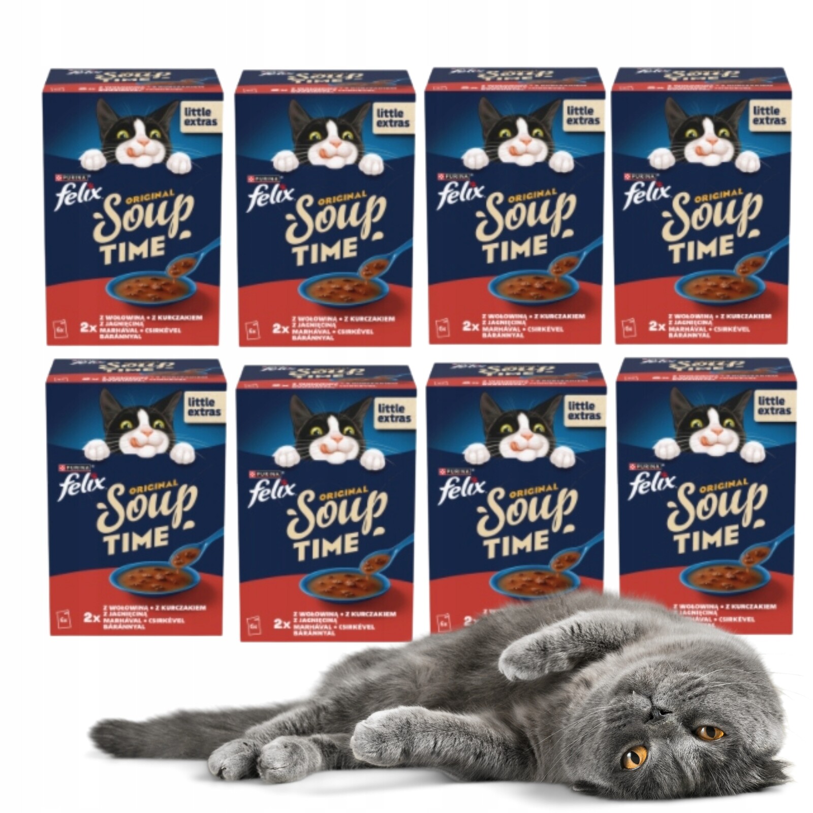 Mokré krmivo pro kočky Felix Soup Original Venkovské příchutě 6 x 48 g x 8 g