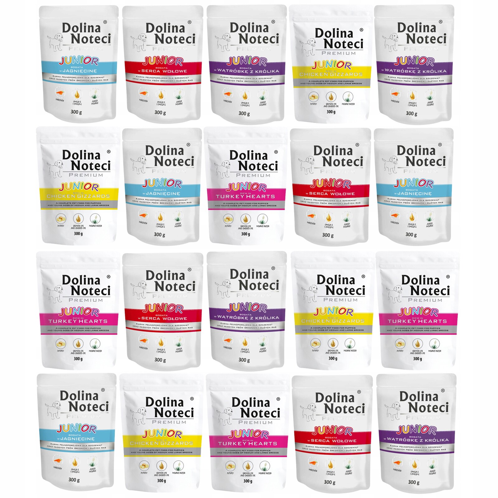 Dolina Noteci Junior Krmivo mokré mix příchutí 20 x 300 g