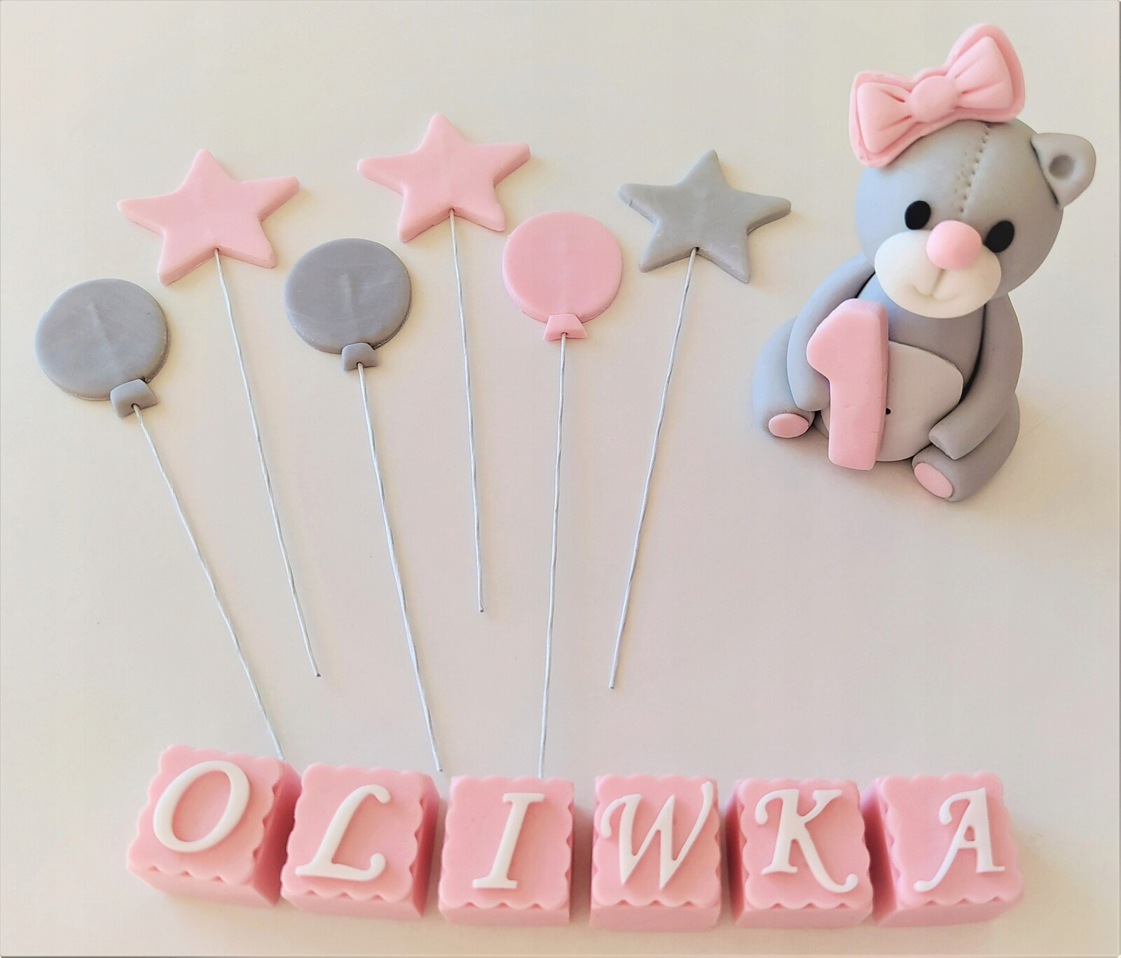 Medvídek figurka Dekorace z cukrové hmoty na rok pro dívku