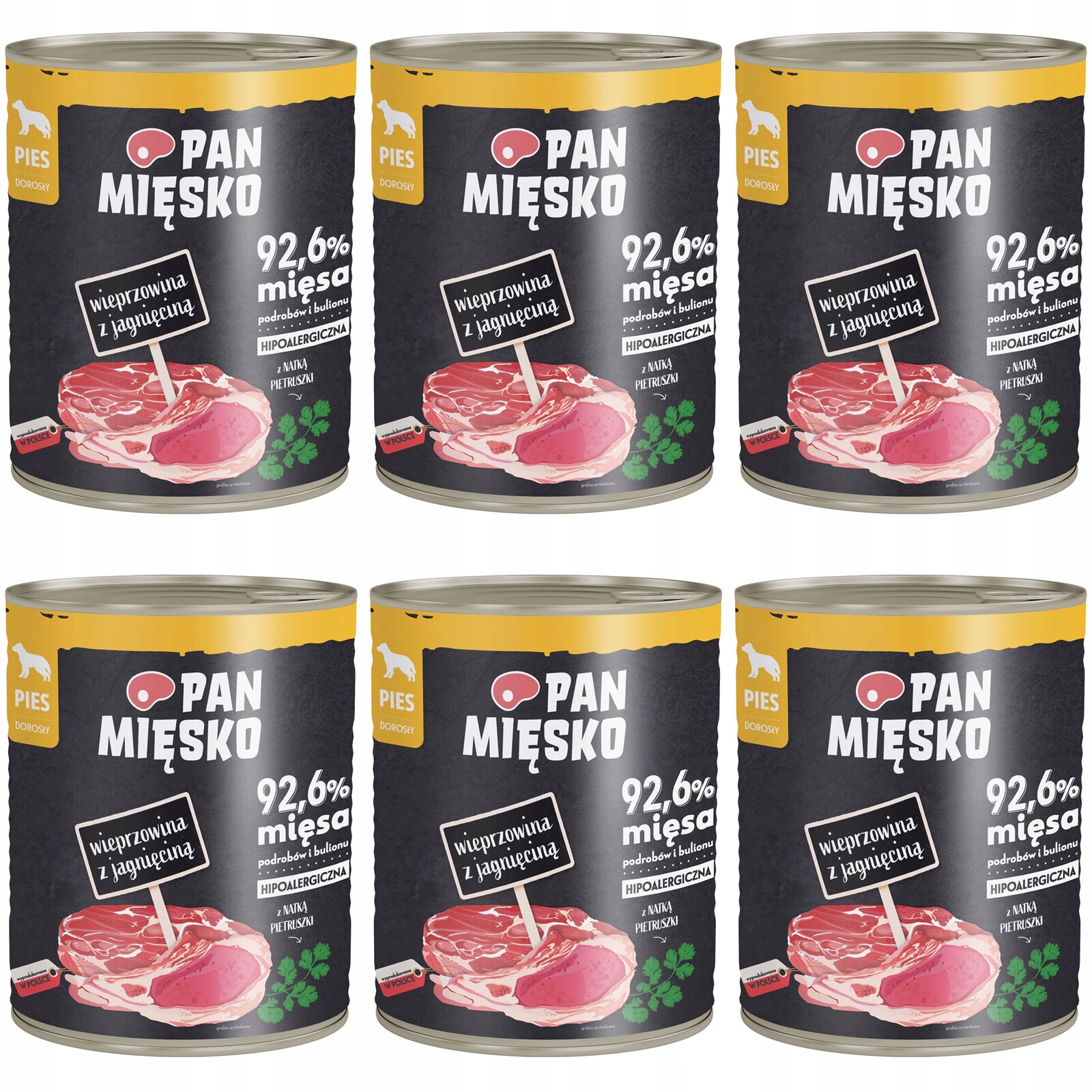Pan Mięsko Krmivo pro psa Vepřové jehněčí maso 6x800g