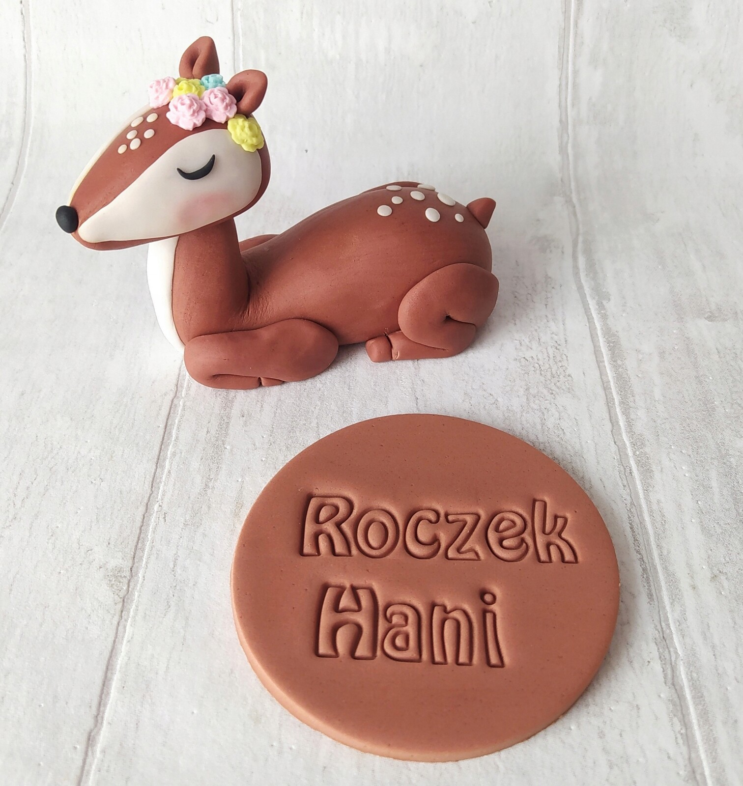 Srnka štítek s jménem z cukrové hmoty figurka na dort Sada