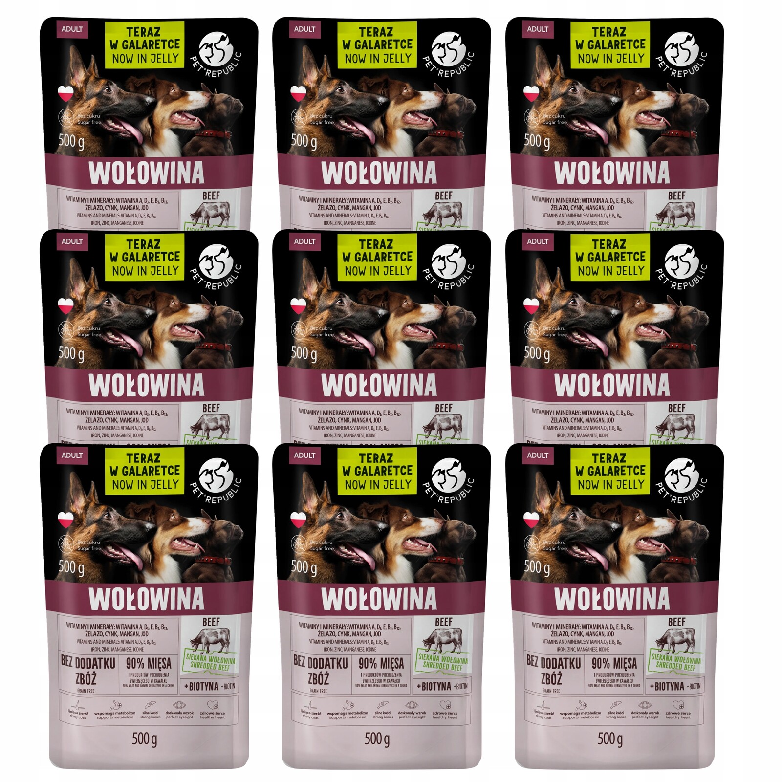 Pet Republic krmivo pro psy Hovězí maso v želé 9 x 500 g