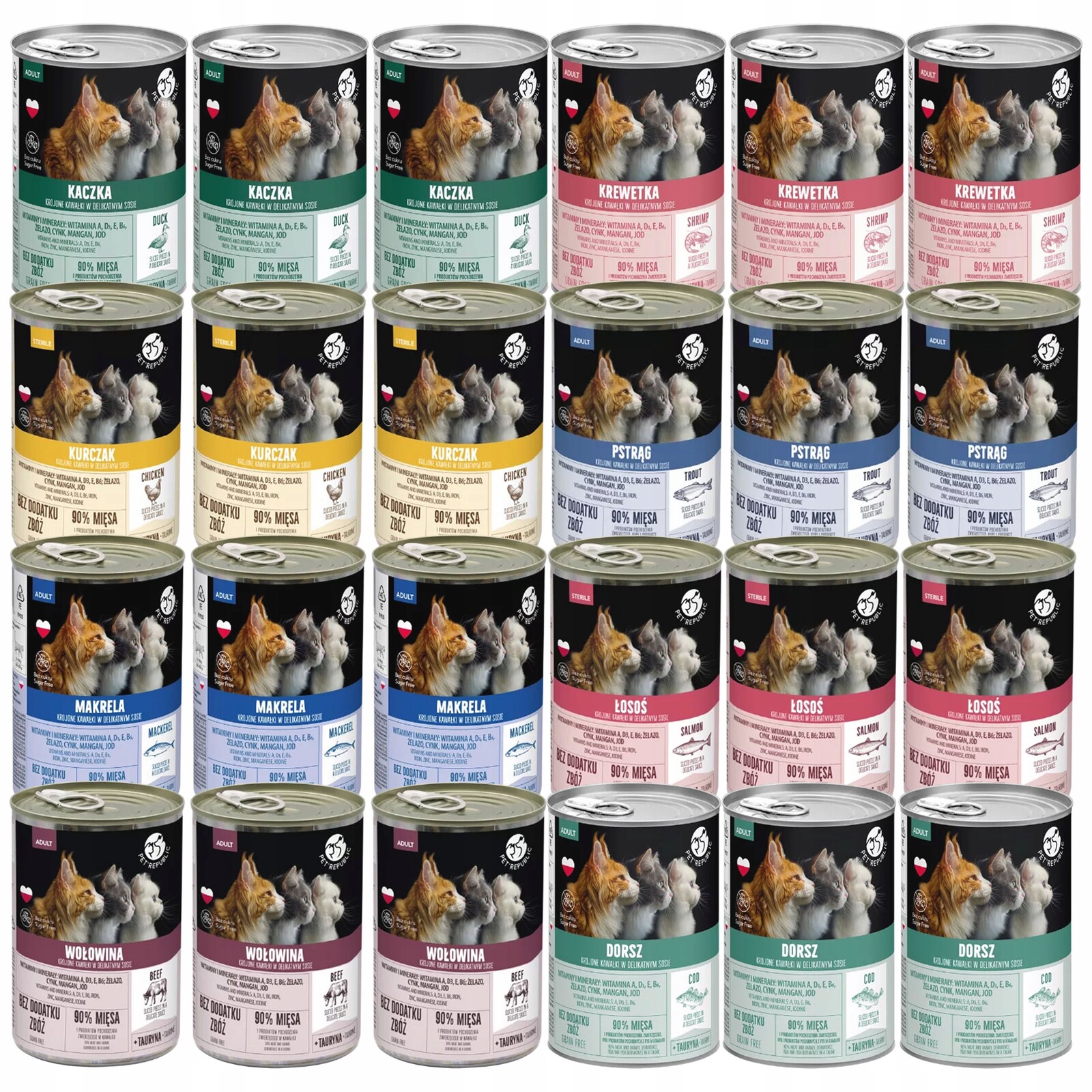 Pet Republic krmivo pro kočky pro kočky mix chutí 24 x 400 g