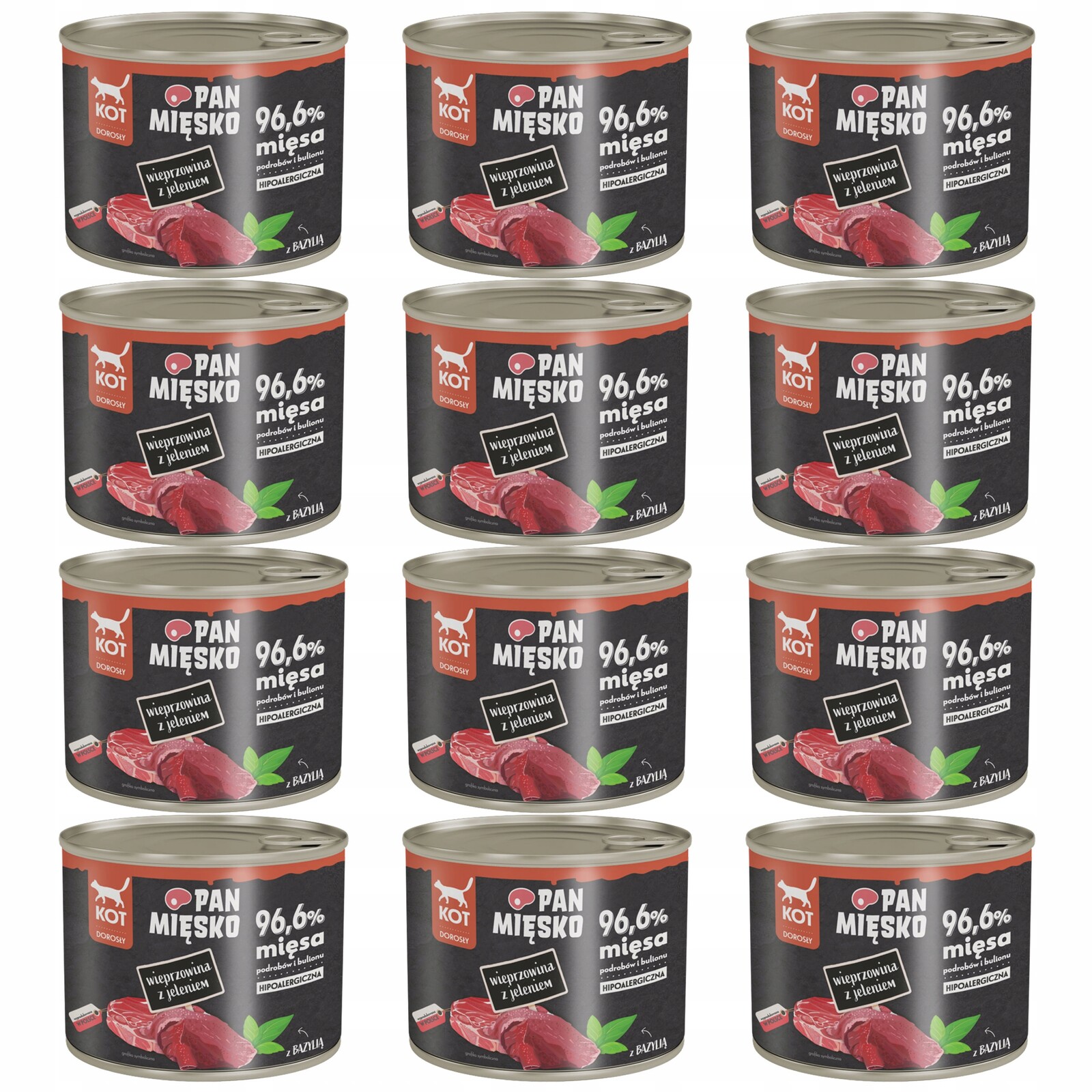 Pan Mięsko Krmivo pro kočky Vepř Jelen 12x200g