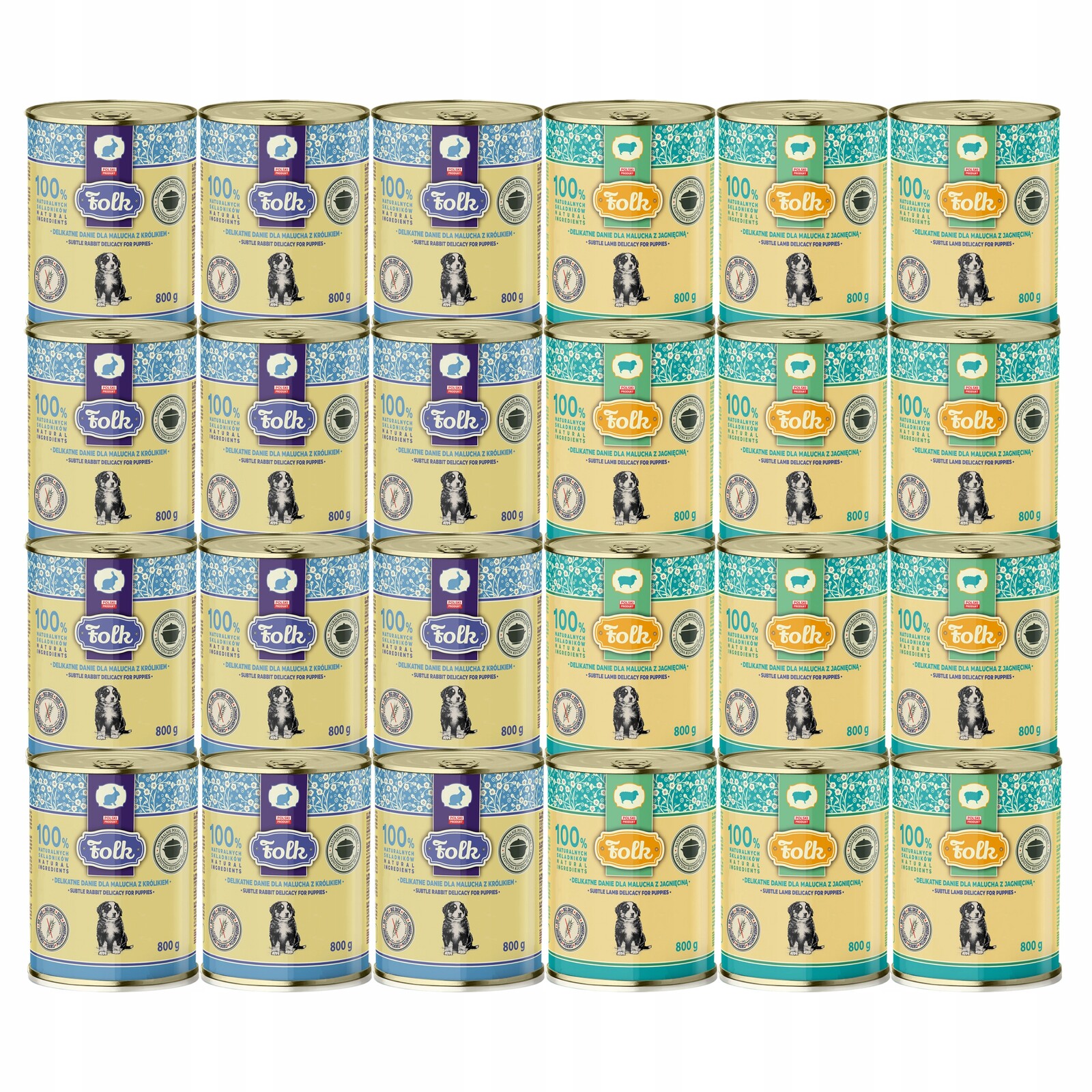 Folk Junior Krmivo mokré pro štěňata Jídlo mix chutí 12 x 800 g