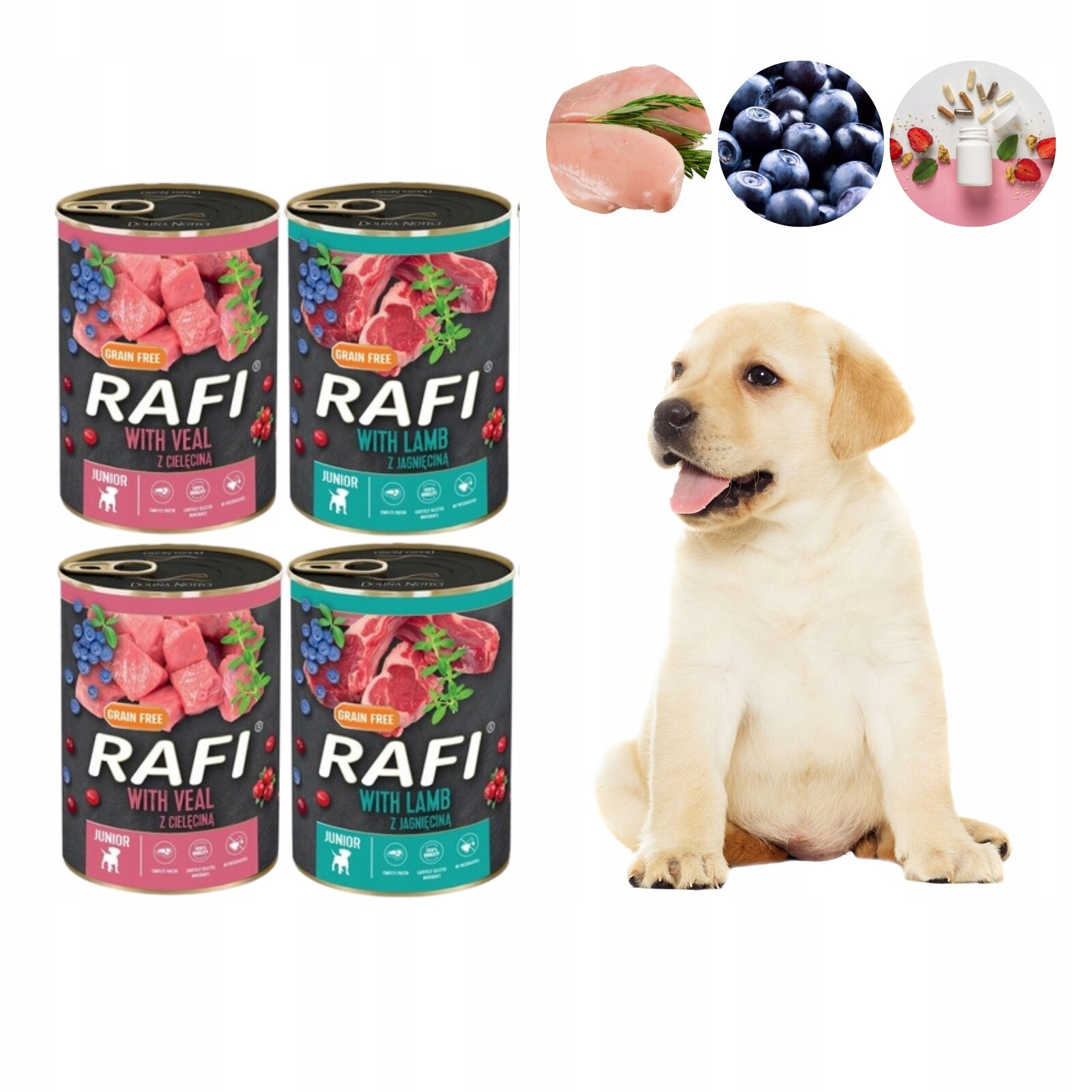 Krmivo pro psy Rafi Junior jehněčí telecí maso vitamíny 400 g 16 kusů