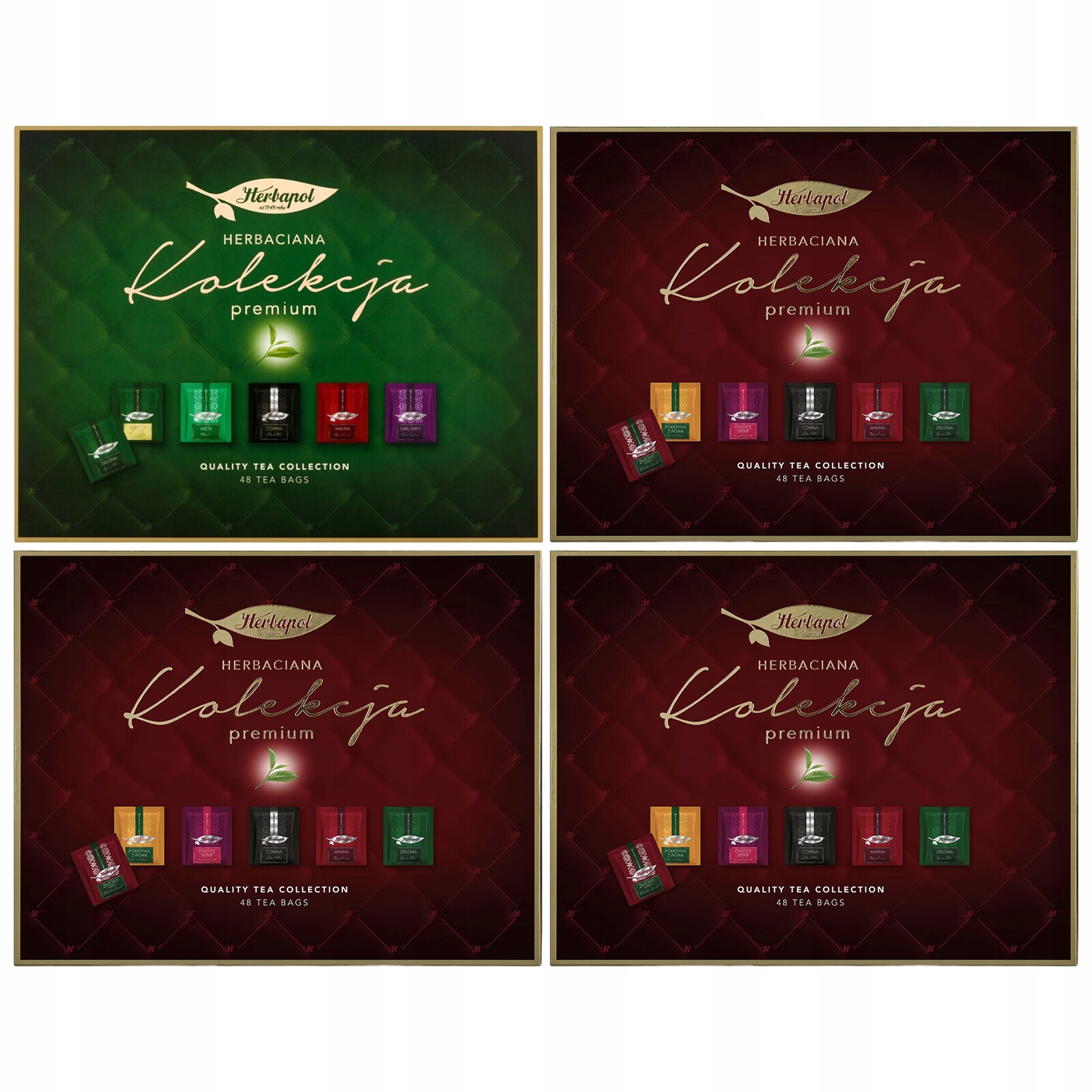 Kolekce Čajů Premium 3xbordová 1xzelená Herbapol sada 192 sáčků