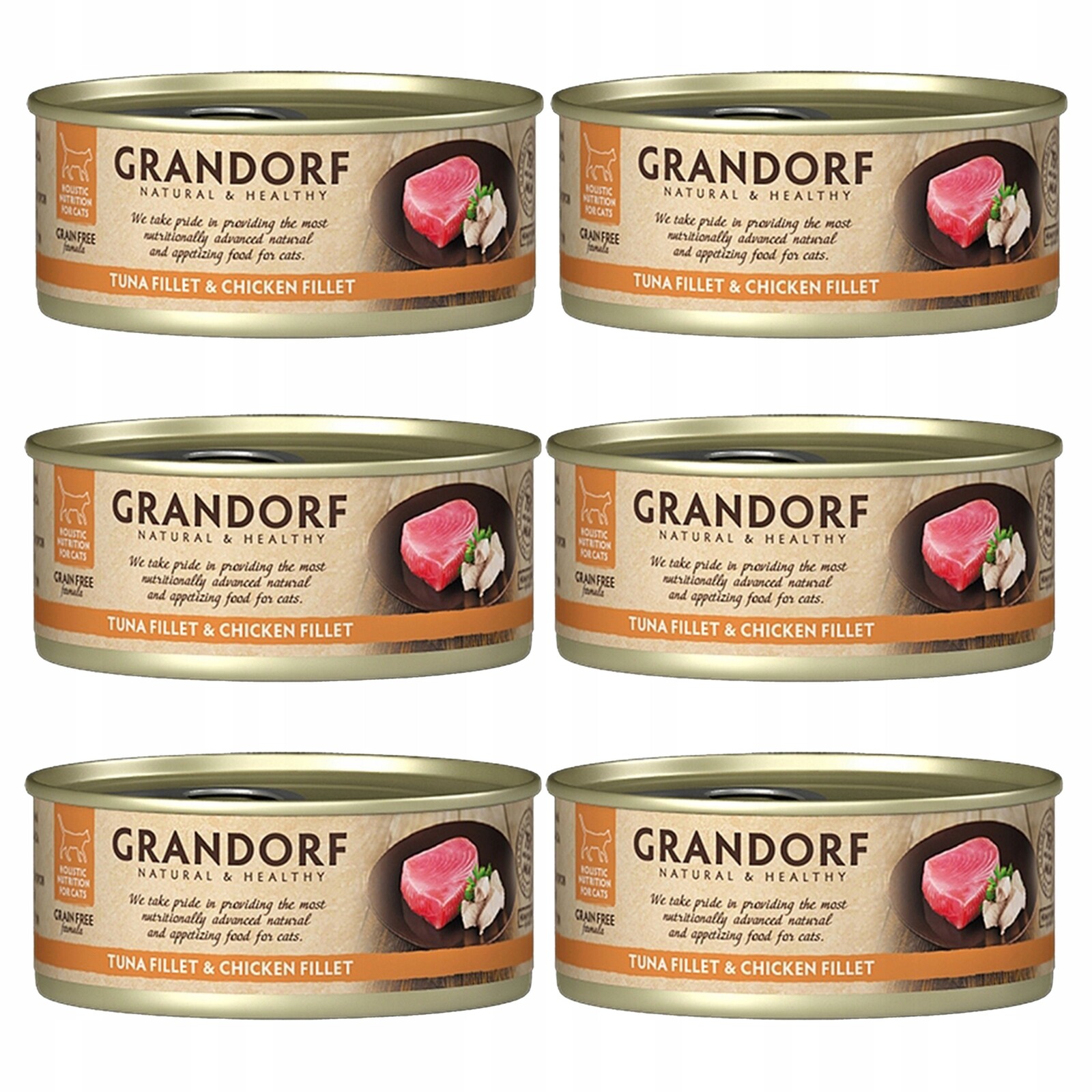 Grandorf zdravé krmivo pro kočky pro kočky Tuňák Kuřecí 6 x 70 g bez obilovin
