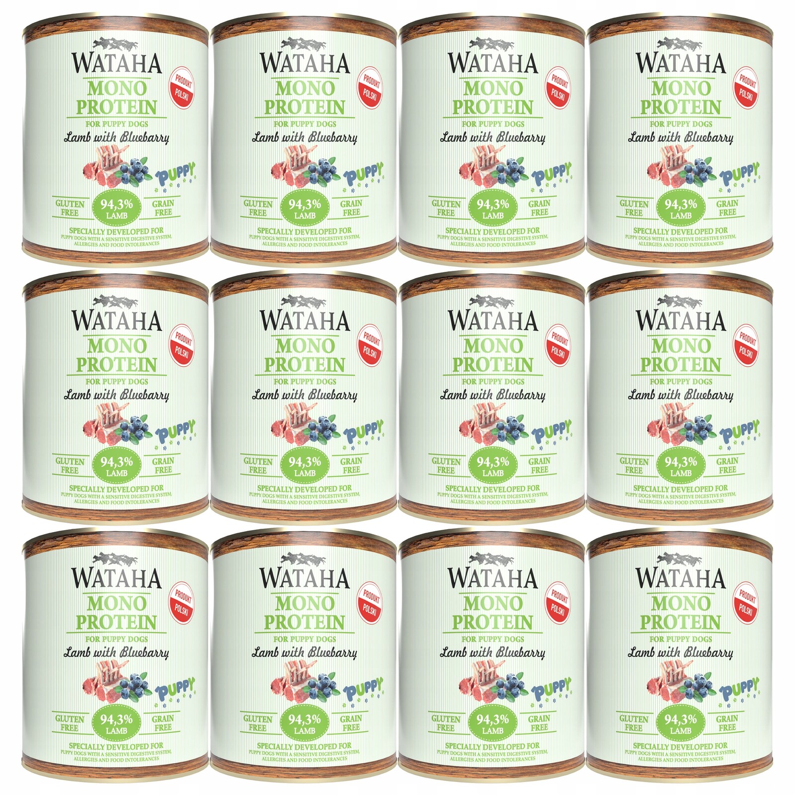 Wataha Mono Puppy krmivo pro štěňata Jehněčí s borůvkou 12 x 800 g