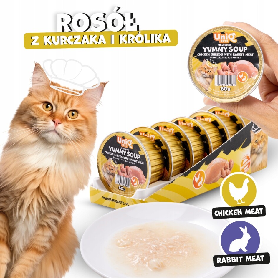UniQ Pets Kuřecí a králičí vývar 6x60g Soup Pamlsek Pro Kočky