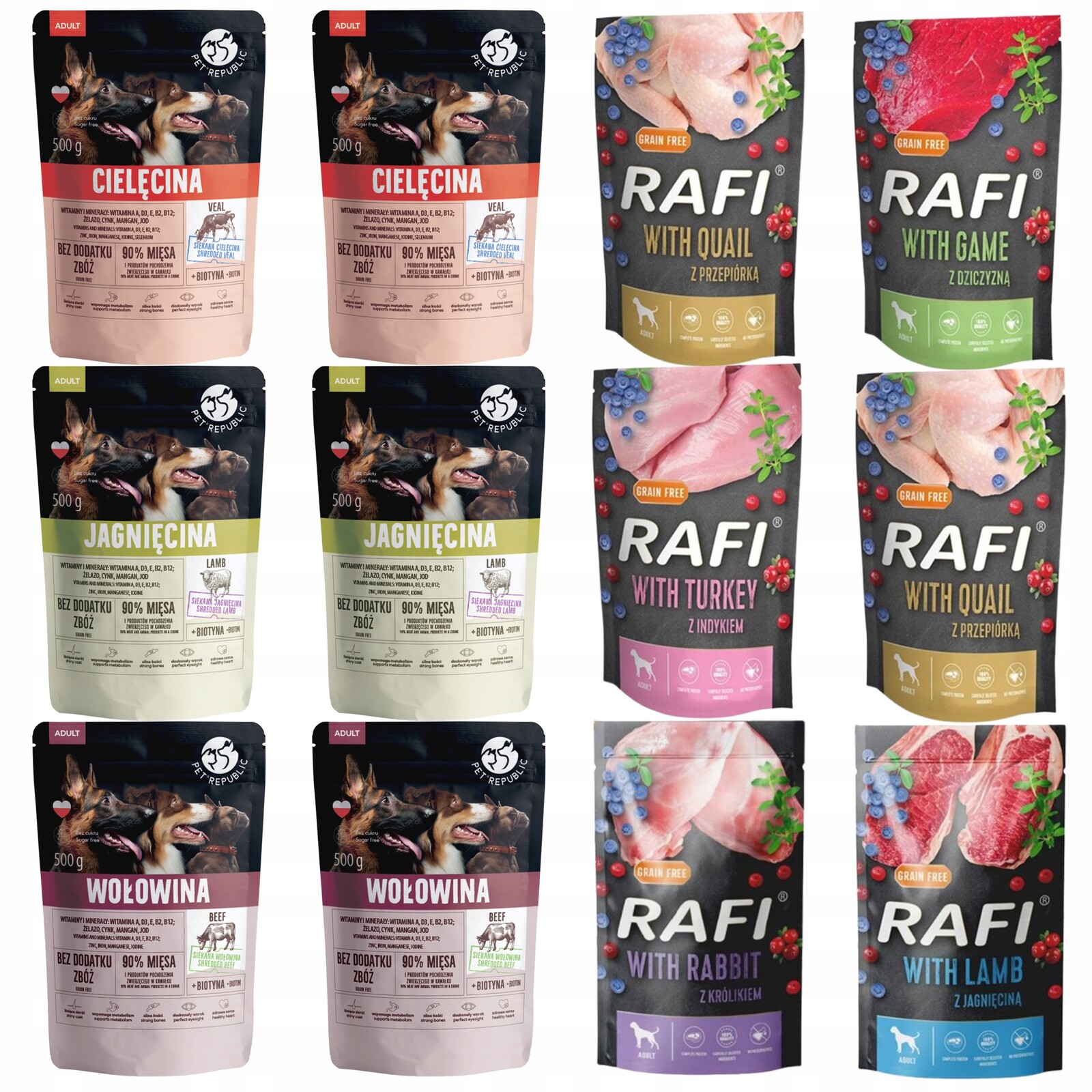 Dolina Noteci Rafi Pet Republic Krmivo mokré pro psa mix chutí 12 x 500 g