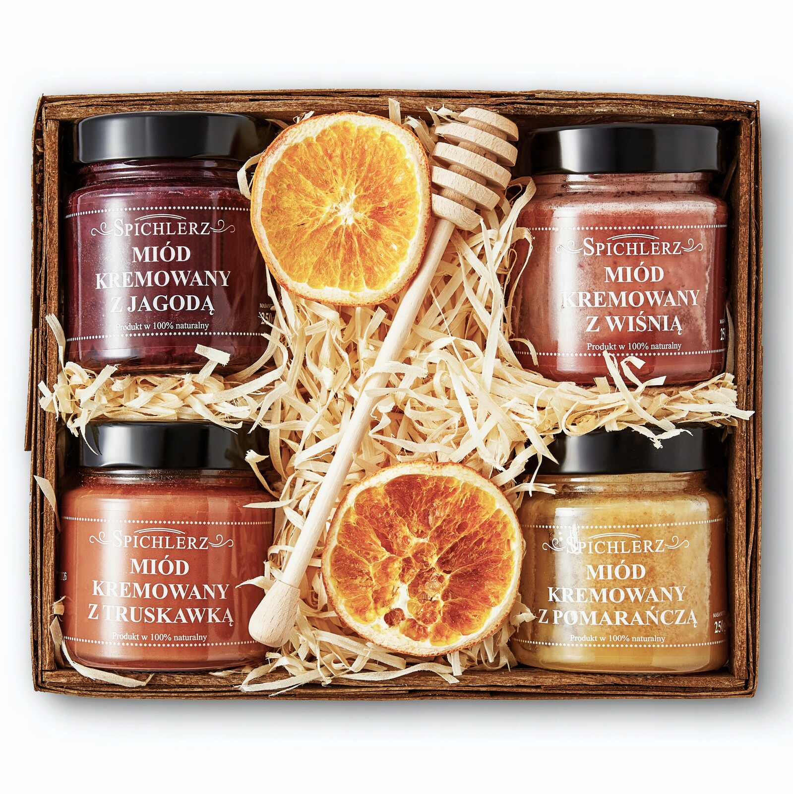 Sada krémových medů Velké Objemy 4x250 g na čaj Dárek