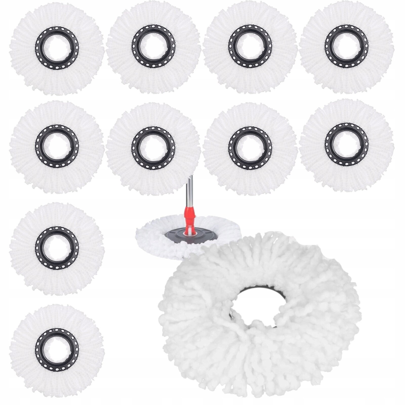 10 x Vložka Koncovka Pro Rotační Mop Z Mikrovlákna Vyměnitelná 10 Ks