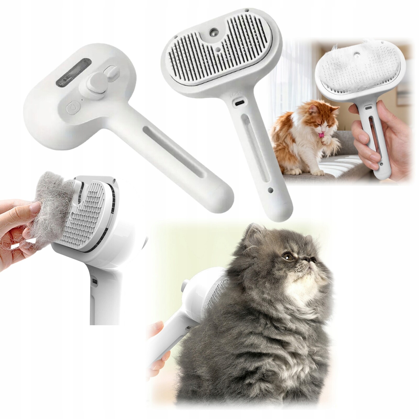 Parní kartáč pro zvířata s automatickým čištěním