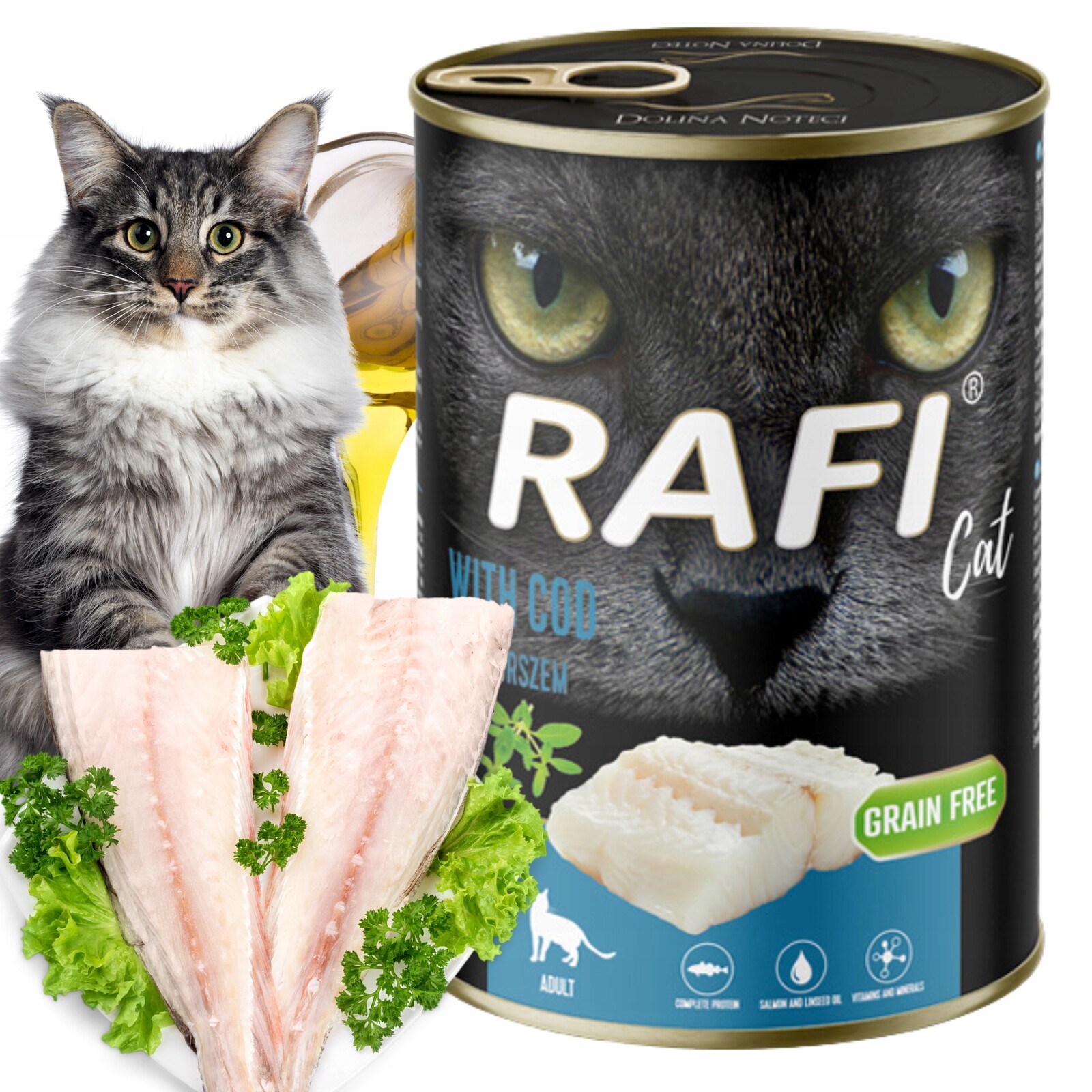 Mokré krmivo pro kočky konzerva Dolina Noteci Rafi Cat taurin příčesek 400g x12