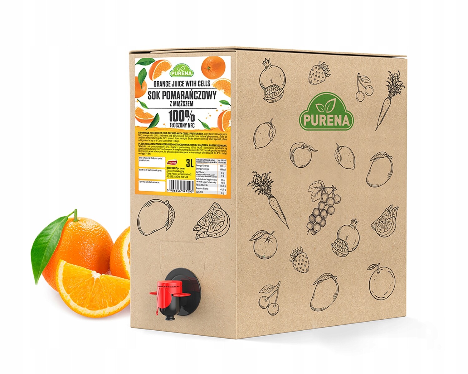 Purena Pomerančový džus s dužinou 3 l