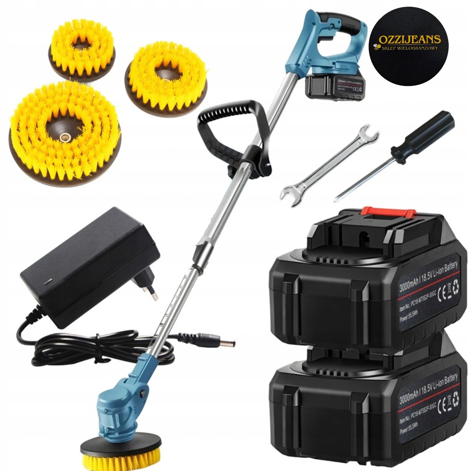 Elektrický čisticí kartáč Akumulátorový rotační bezdrátový 2x Aku