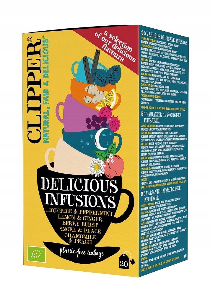 Ovocno-bylinný Čaj MIX 5 Příchutí Bio (20 x 1,9 g) 38 g Clipper