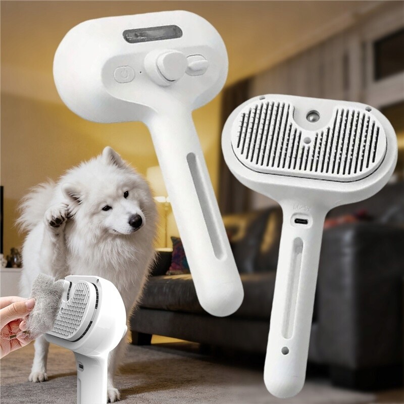 Parní kartáč na zvířata s masáží, 35 ml, ABS+nerezová ocel