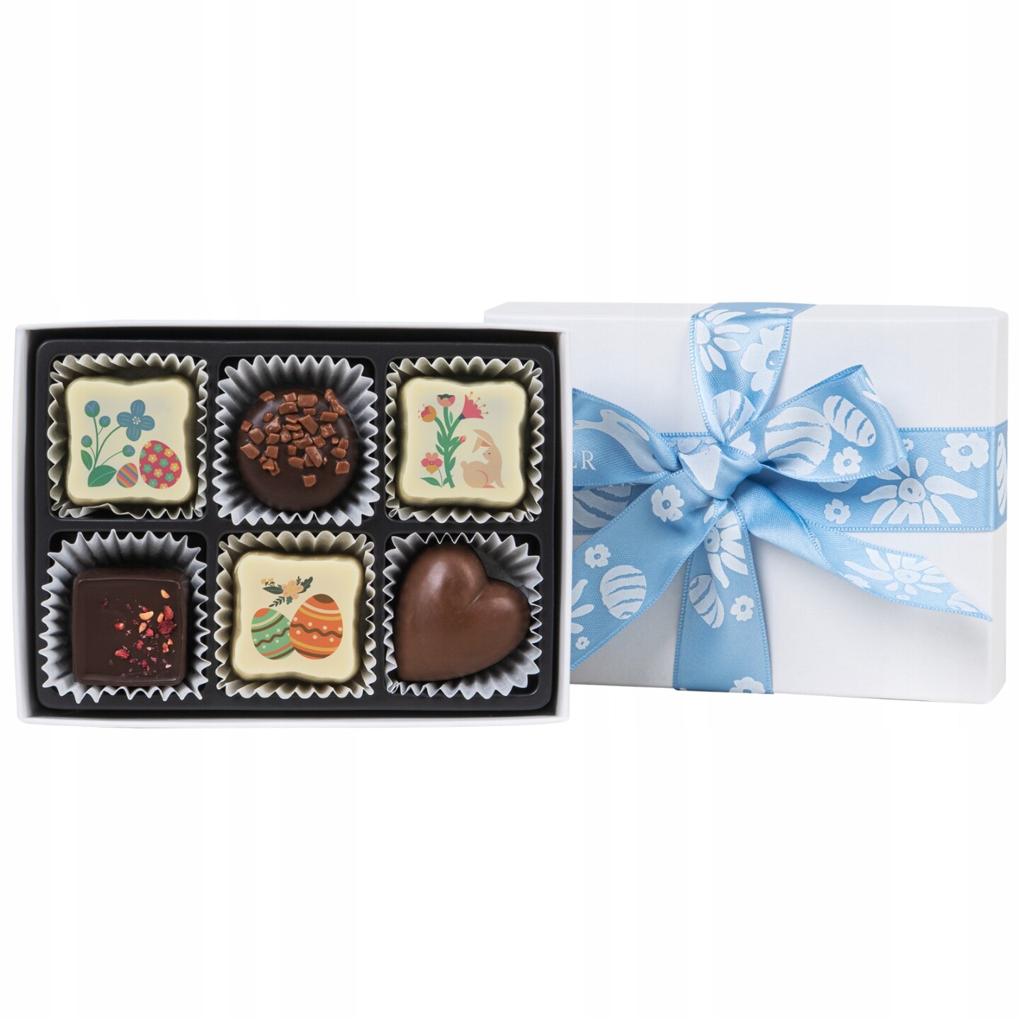 6 ručně vyrobených pralinek Belgická Čokoláda s potiskem na Velikonoce