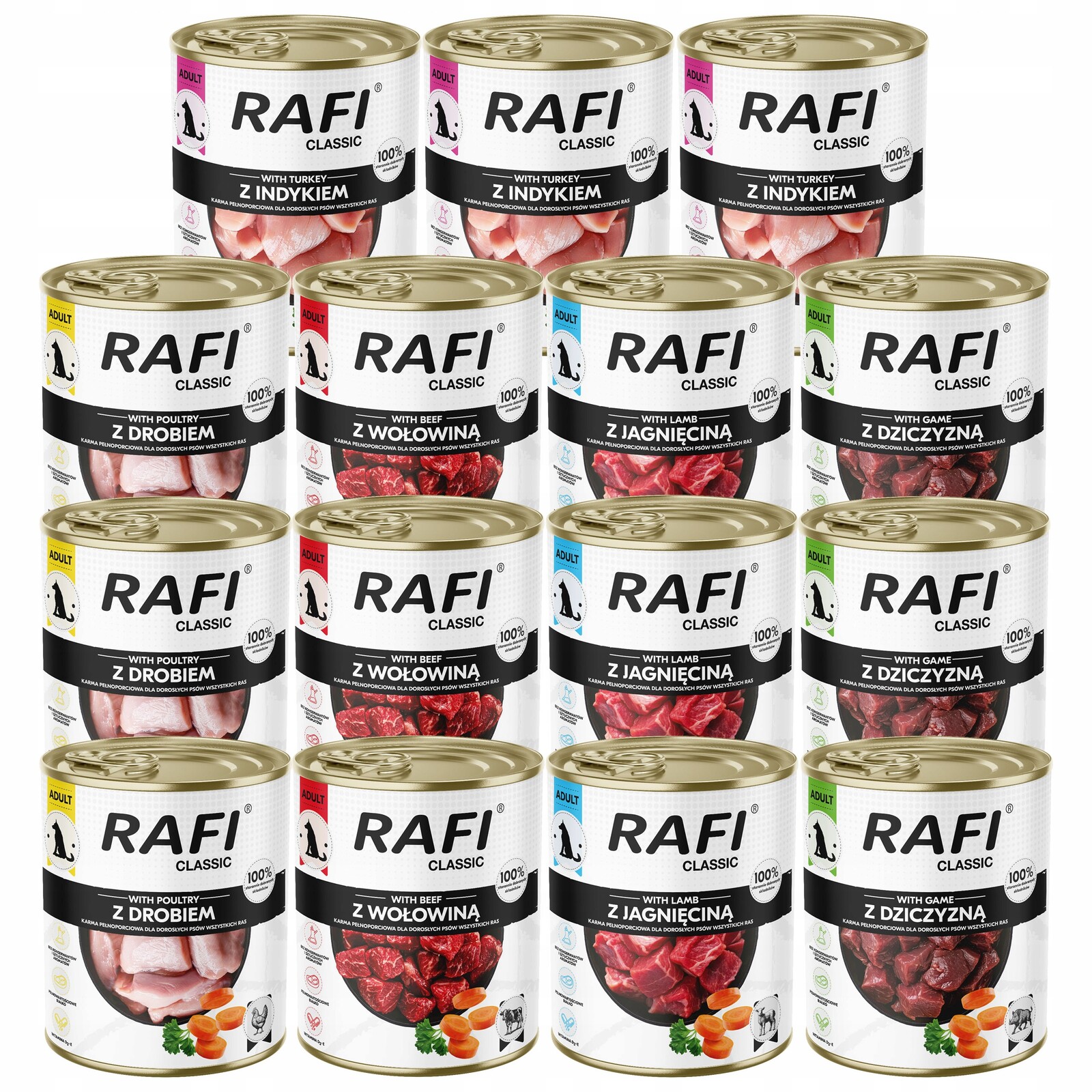 Dolina Noteci Rafi Classic krmivo pro psy mix chutí 15 x 800 g