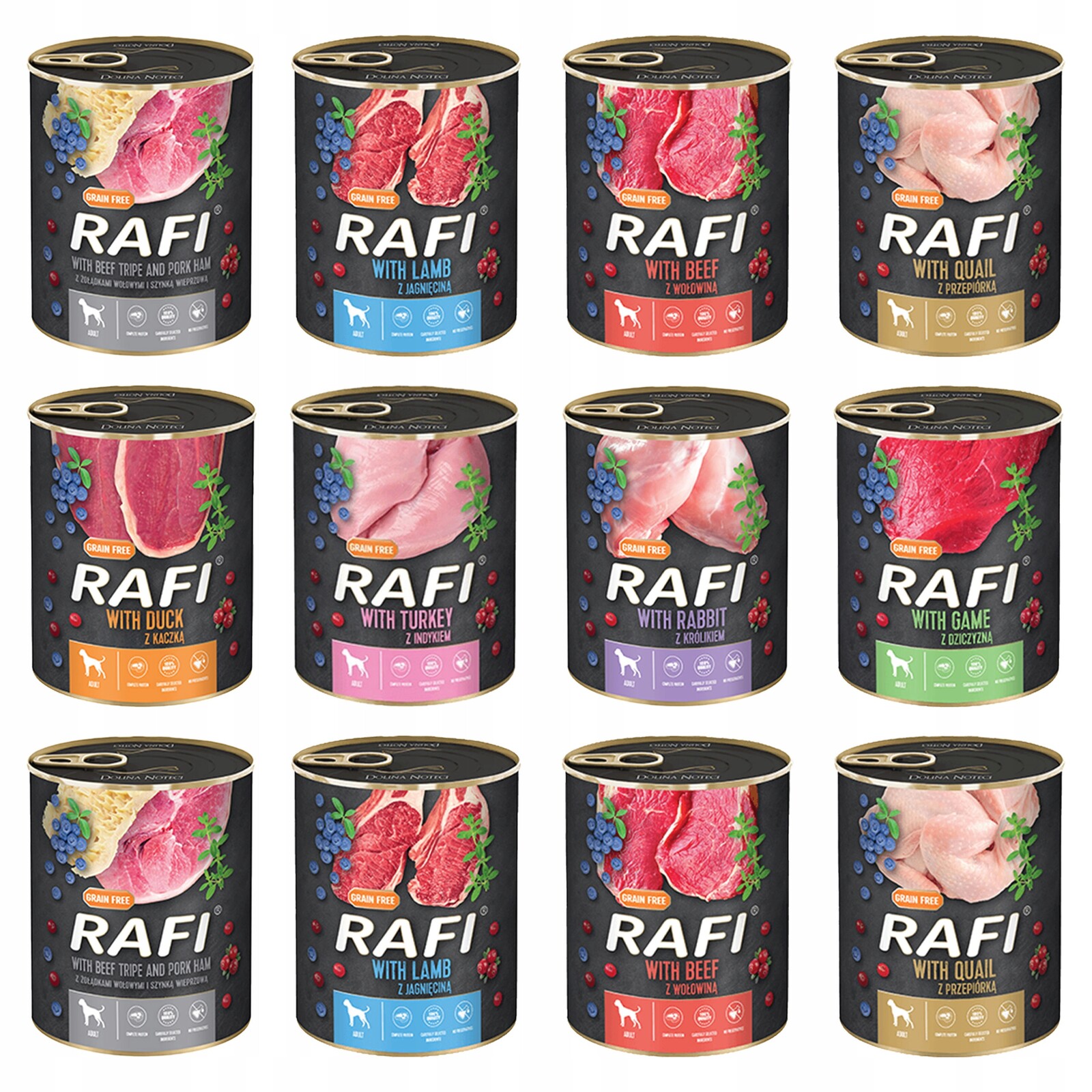 Rafi Krmivo mokré pro psa mix chutí bez obilovin 12 x 800 g Dolina Noteci