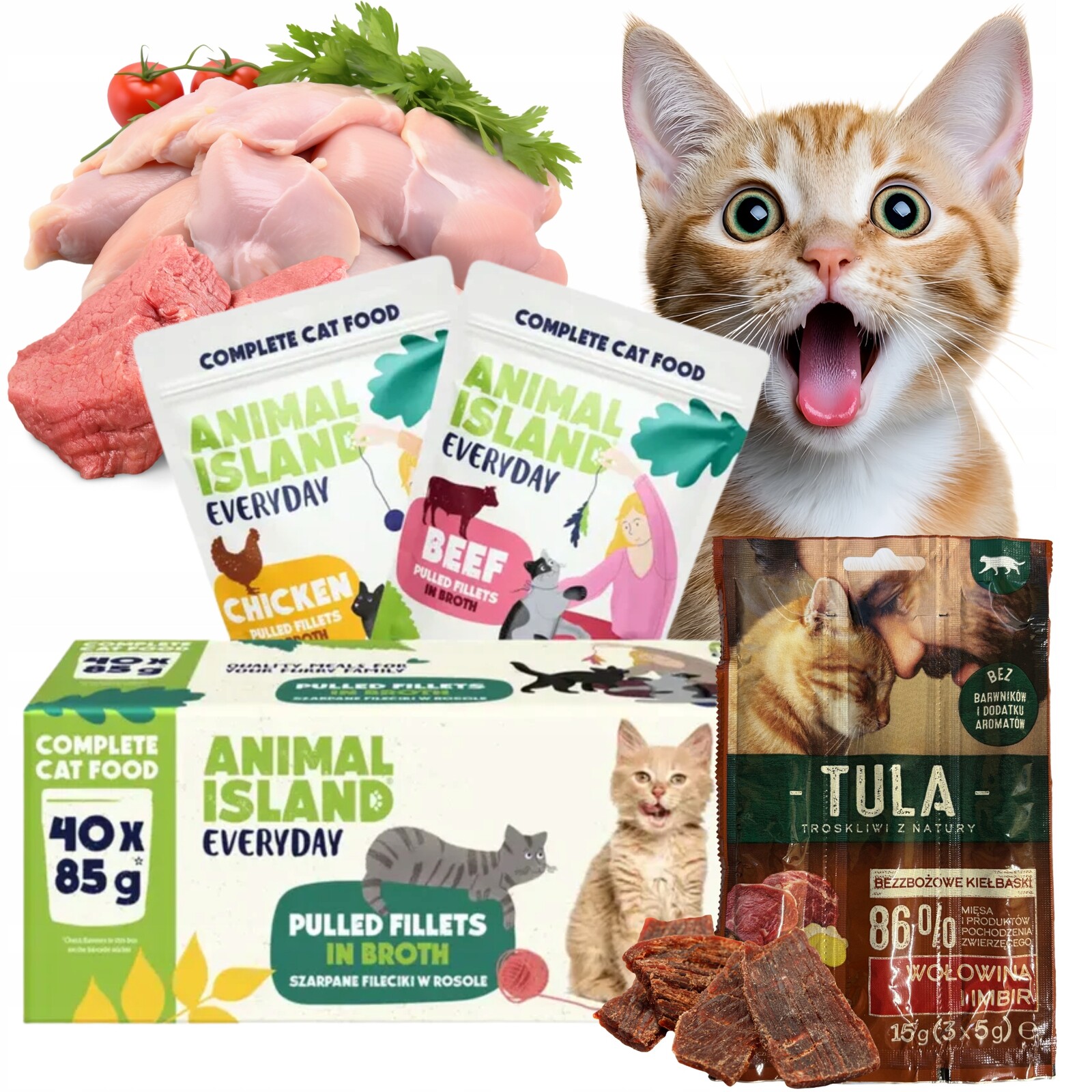 Krmivo pro kočky mokré, bezobilné, kuřecí maso Animal 40x85 g pamlsek