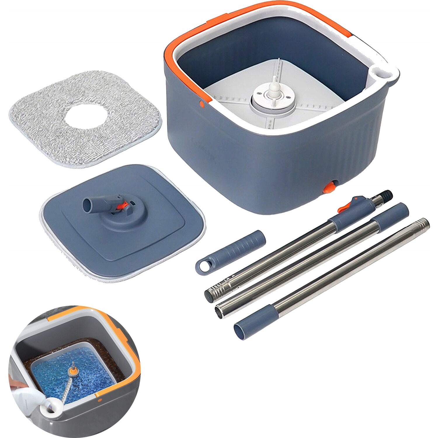 Dvoukomorový mop se systémem separace čisté a špinavé vody 360° otočný