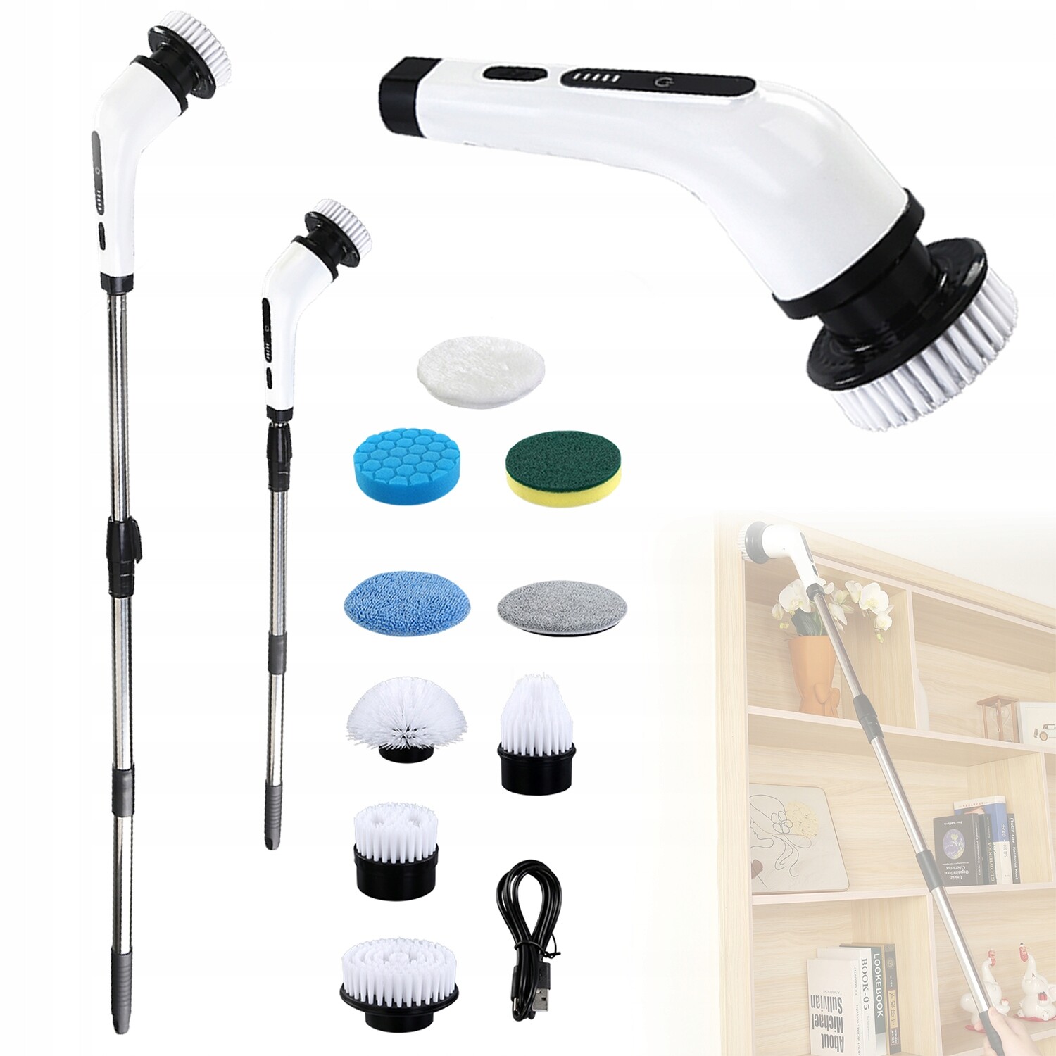 Elektrický Rotující Kartáč Na Čištění Bezdrátový Mycí Čistič Do Koupelny Na Podlahu