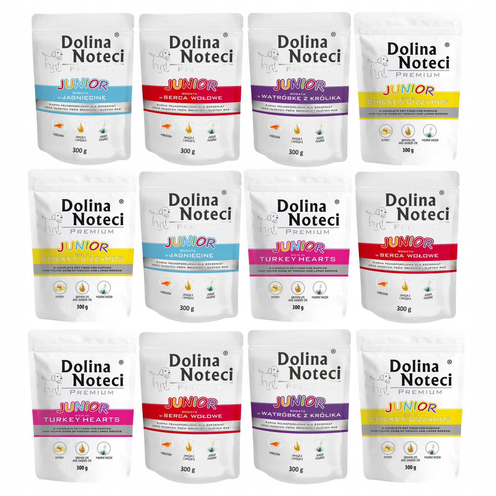 Dolina Noteci Junior Krmivo mokré mix příchutí 12 x 300 g