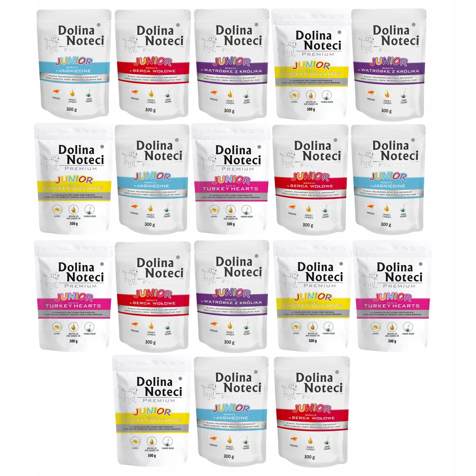 Dolina Noteci Junior Krmivo mokré, mix příchutí 18 x 300 g