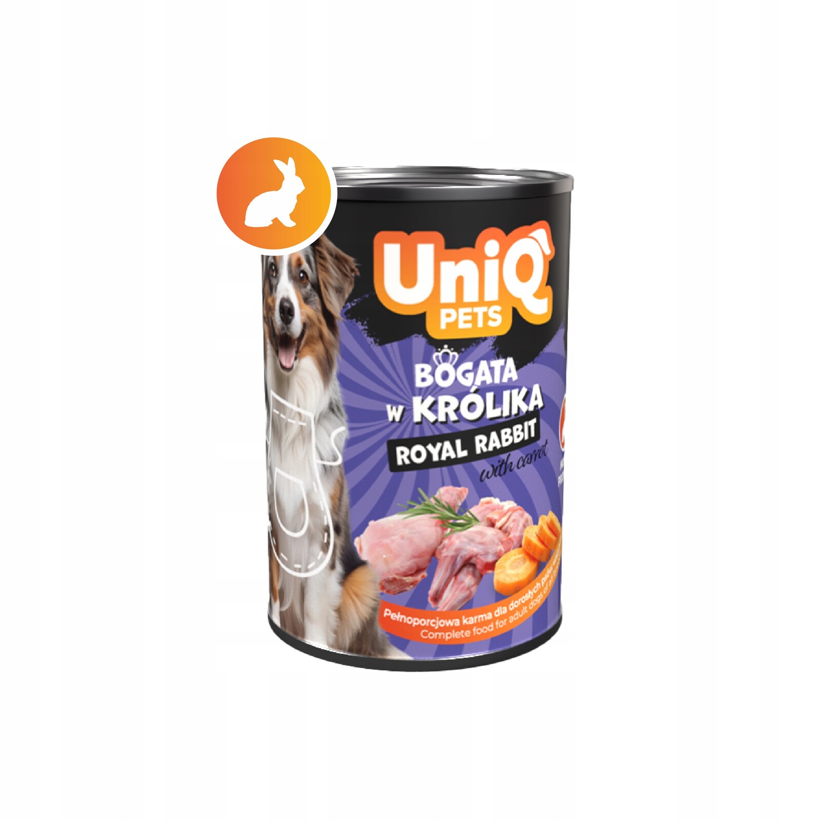 UniQ Pets Bohatá na králíka 375 g Paštika Pate Vlhké Krmivo Pro Psa Rabbit