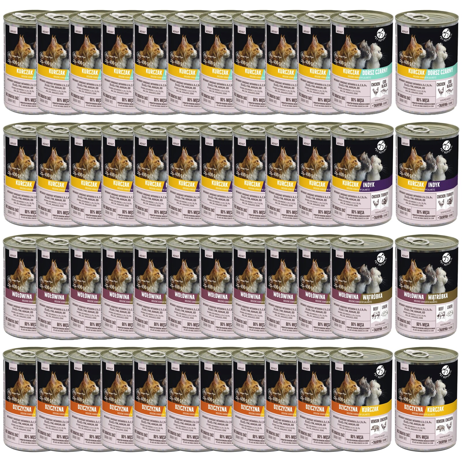 Pet Republic Krmivo mokré kousky v želé pro kočky mix chutí 48 x 400 g