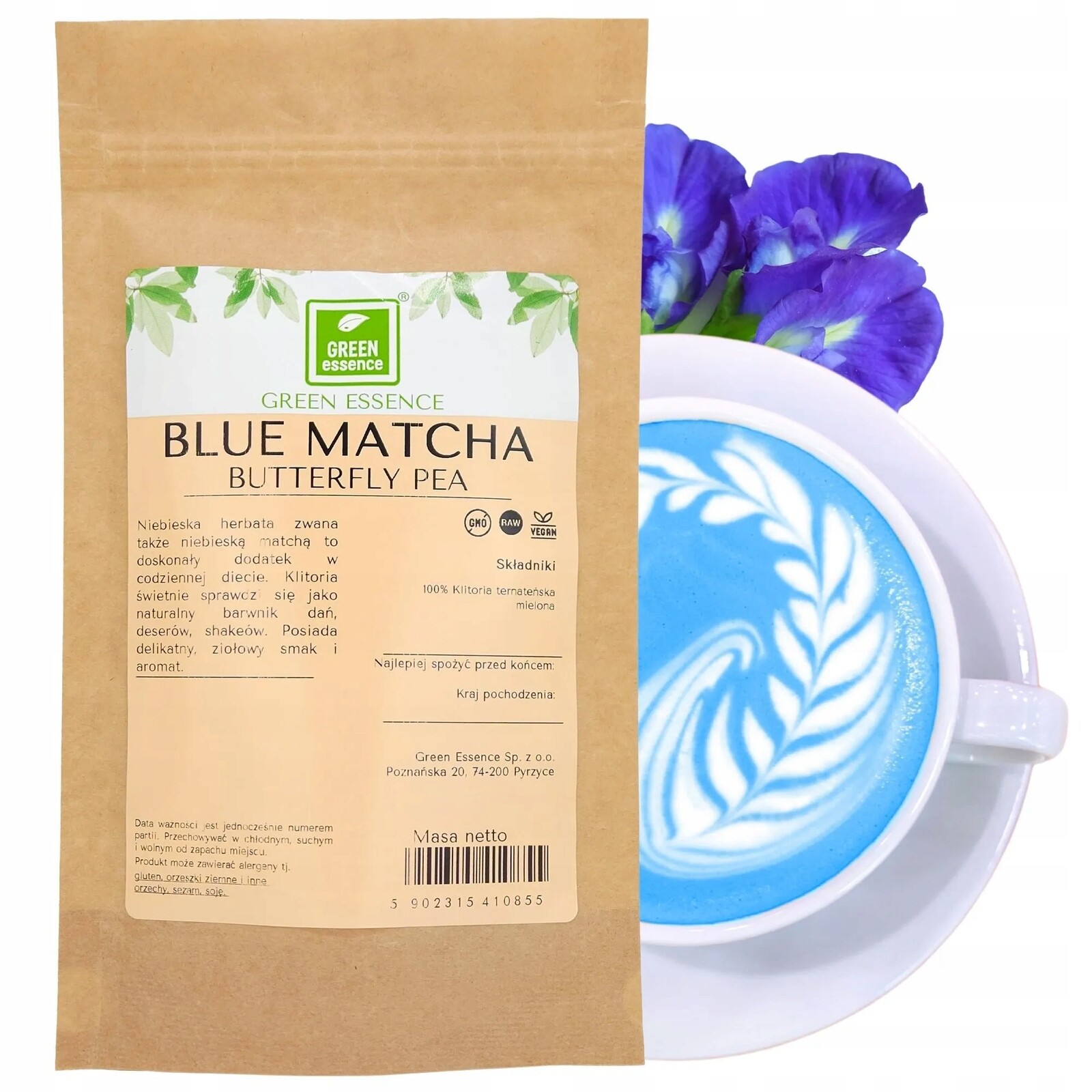 Green Essence Ternatská klinika – mletý prášek – Butterfly Pea Tea 25 g
