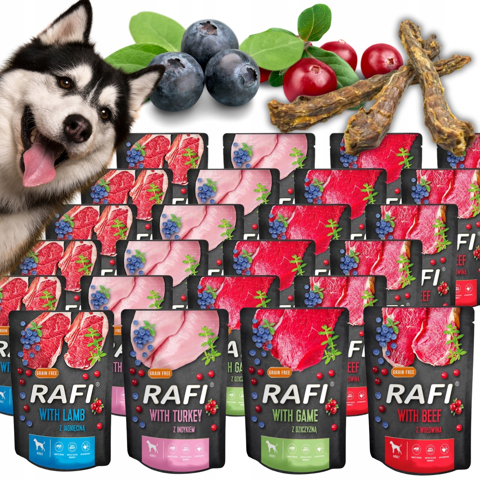 Krmivo pro psa Mokré Rafi Dolina Noteci sáčky mix 300 g x 24 ks Kousátko