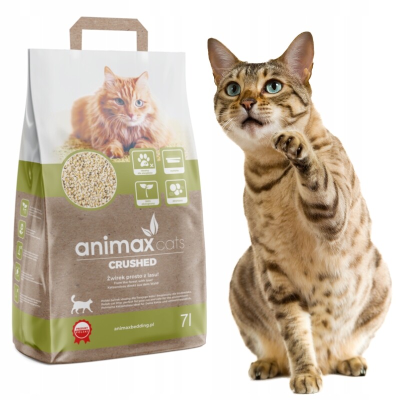 Stelivo pro kočky dřevěné shlukovací Animax Cats jehličnaté přírodní 2x7L