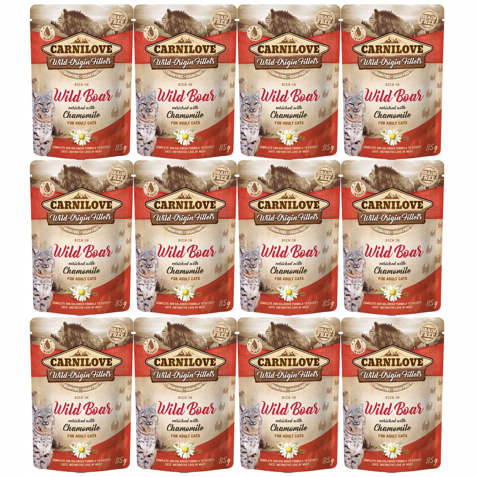 Carnilove Cat Pouch Divoký heřmánek mokré krmivo pro kočky 12 x 85 g bez obilovin