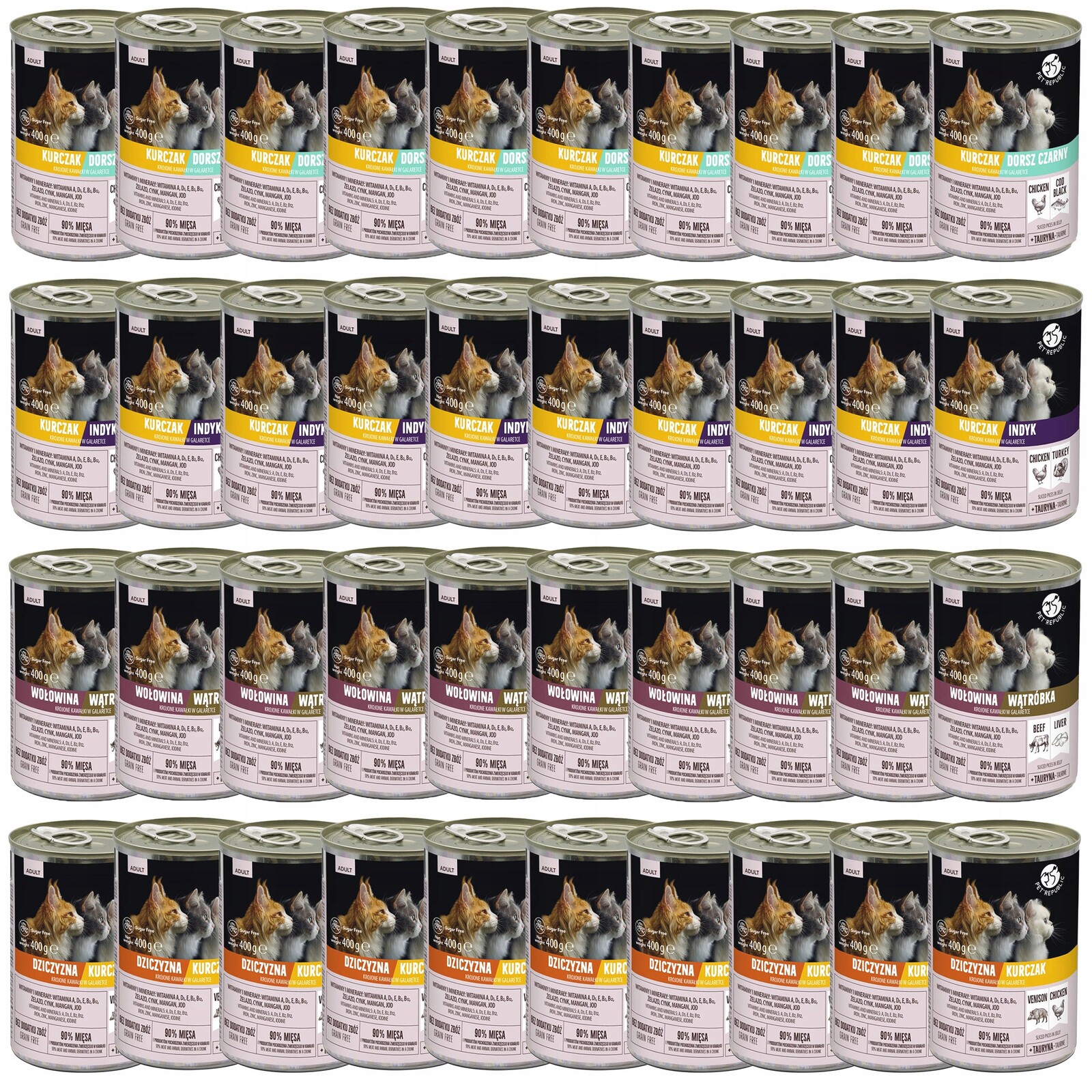 Pet Republic Krmivo mokré kousky v želé pro kočky mix chutí 40 x 400 g