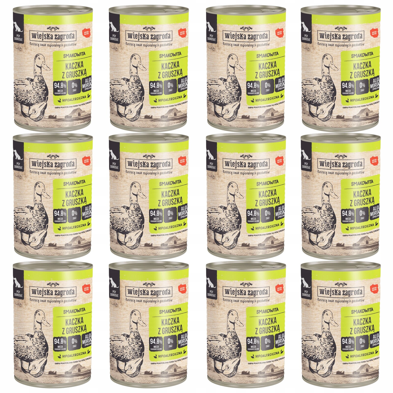Wiejska Zagroda Kachna s hruškou krmivo pro psa mokré 12 x 400 g bez obilovin
