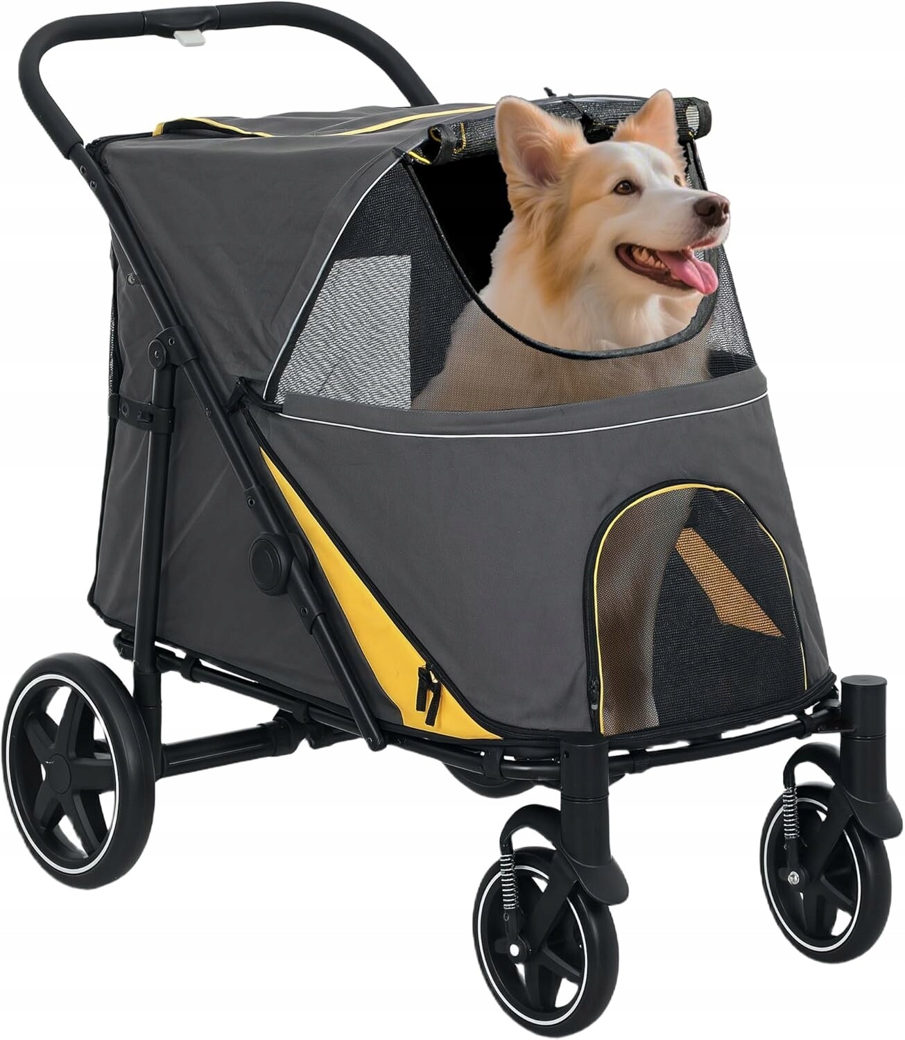 Vozík pro psa na 4 kolečkách PawHut, nosnost 30 kg, tmavě šedý